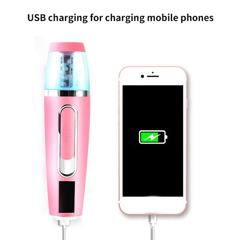 2Pcs Usb Charging Portable Nano Handy Face Nebulizer Steamer Moisturizing Hydration Face Humidifier - Pink & Red