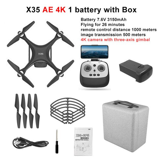 Wecute 2020 X35 Drone RC Quadcopter 4K Profissional GPS Drone With HD Camera Gimbal FPV 5G WIFI 1KM Flight distance VS SG906 pro
