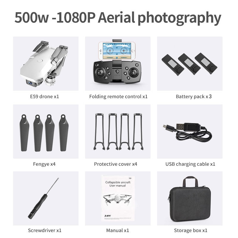E59 RC Drone 4K HD Camera Professional Aerial Photography Helicopter 360 Degree Flip WIFI Real Time Transmission Quadcopter