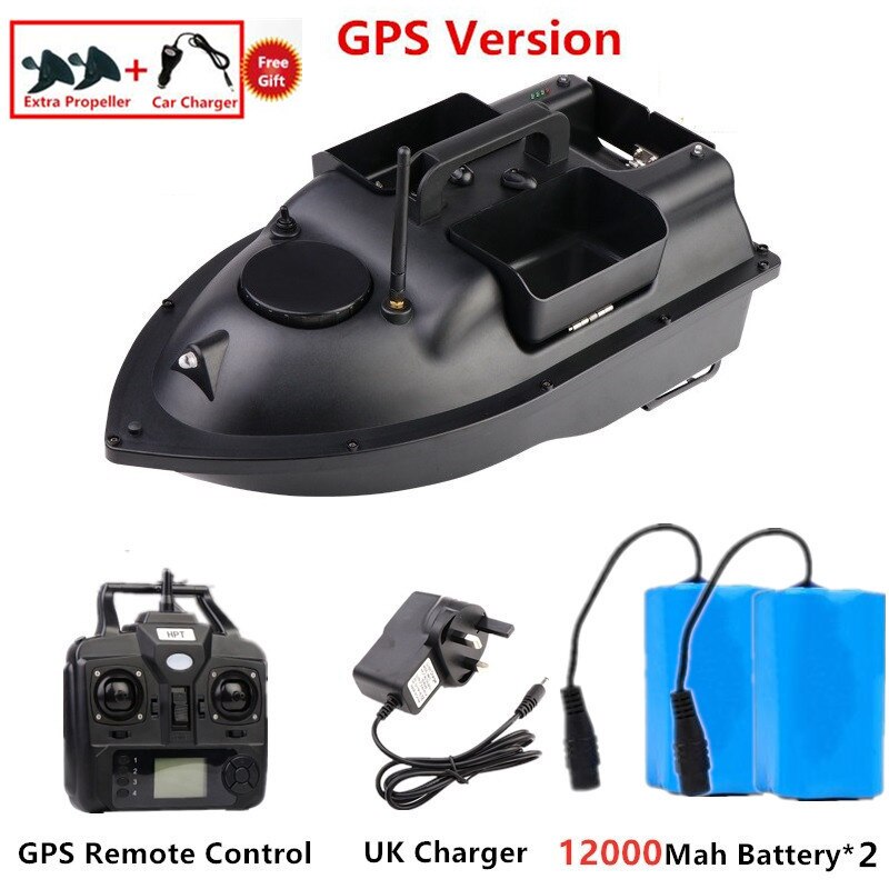 GPS Auto Return Intelligent Wireless Remote Control RC Bait Boat 500M 2KG Load High Speed Dual Light 3 Hopper Fishing Boat