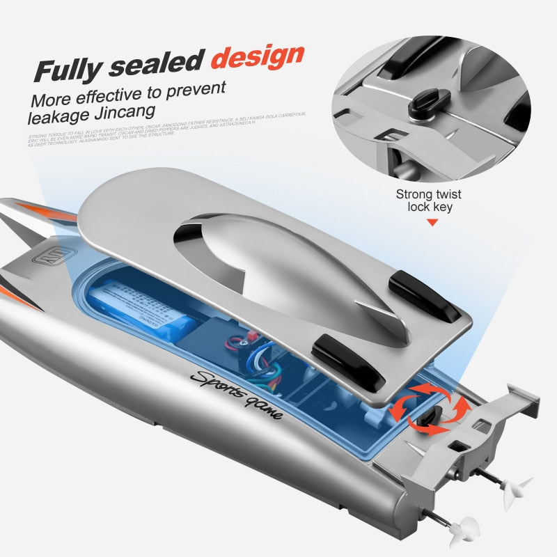 2.4G Radio Remote Control Boat High Speed Rowing 7.4V Capacity Battery Dual Motor Rc Boat 30km Per Hour Toys For Kids Gift