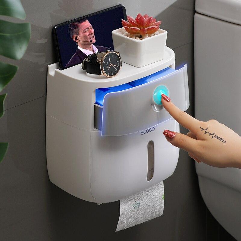 ecoco Portable Toilet Paper Holder Plastic Waterproof Paper Dispenser For Toilet Home Storage Box Bathroom Accessories