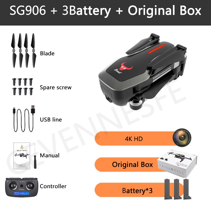 2020 NWE SG906 PRO2 drone 4k HD 5G camera Triaxial anti-shake Self-stabilizing gimbal Upgraded version drones distance 1.2km