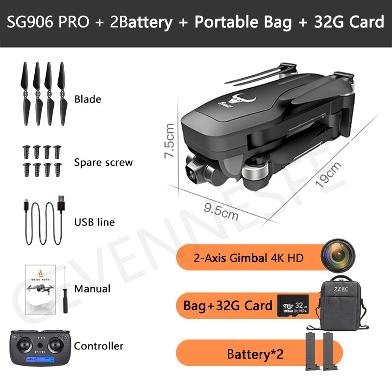 2020 NWE SG906 PRO2 drone 4k HD 5G camera Triaxial anti-shake Self-stabilizing gimbal Upgraded version drones distance 1.2km