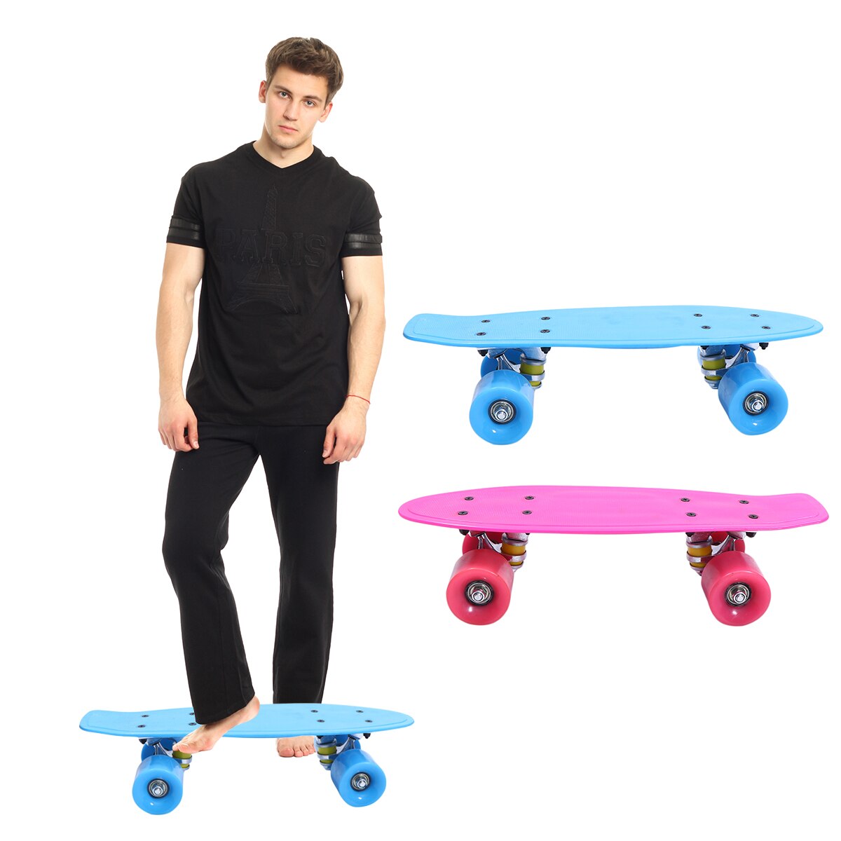16.5Inches Four-wheel Mini Longboard Pastel Color Skate Board skateboard with LED Flashing Wheels Retro Skateboard