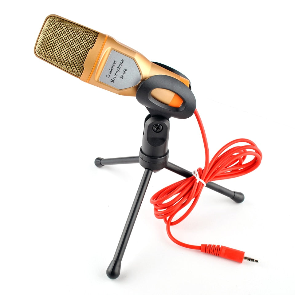 New Condenser Microphone 3.5mm Plug Home Stereo MIC Desktop Tripod for PC YouTube Video Skype Chatting Gaming Podcast Recording