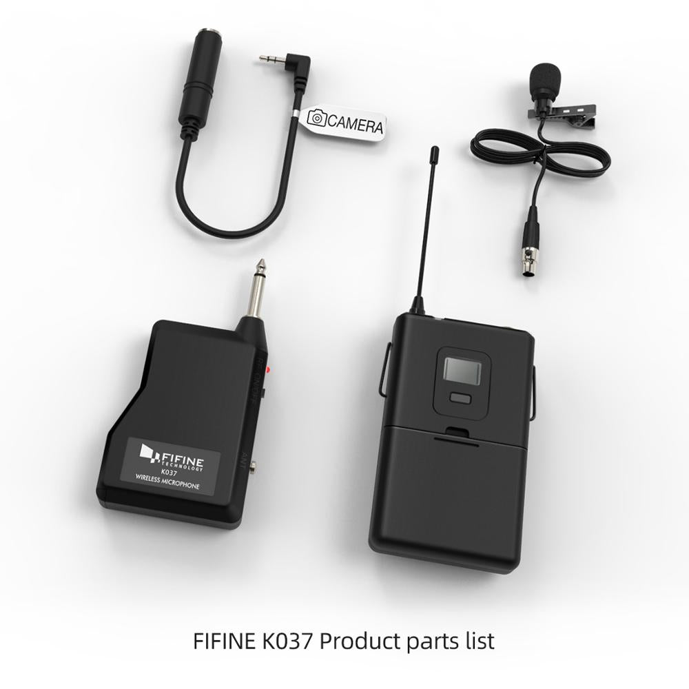 Fifine 20-Channel UHF Wireless Lavalier Lapel Microphone System with Bodypack Transmitter, Mini Lapel Mic & Portable Receiver