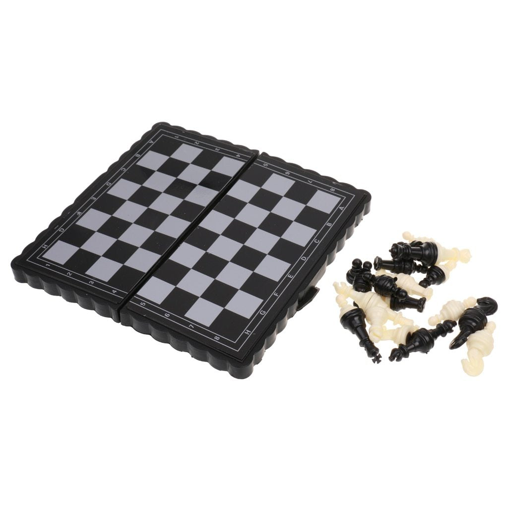 Portable Magnetic Chess Set Classic Strategy Board Game for Kids Adults Families - Black White
