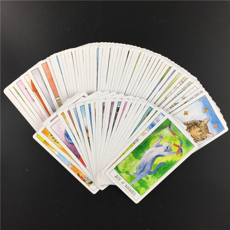 Cat Tarot Cards Magic Full English Read Fate Deck Board Game Family Playing Birthday Gift