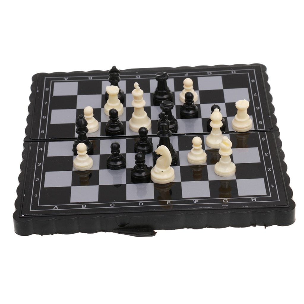 Portable Magnetic Chess Set Classic Strategy Board Game for Kids Adults Families - Black White