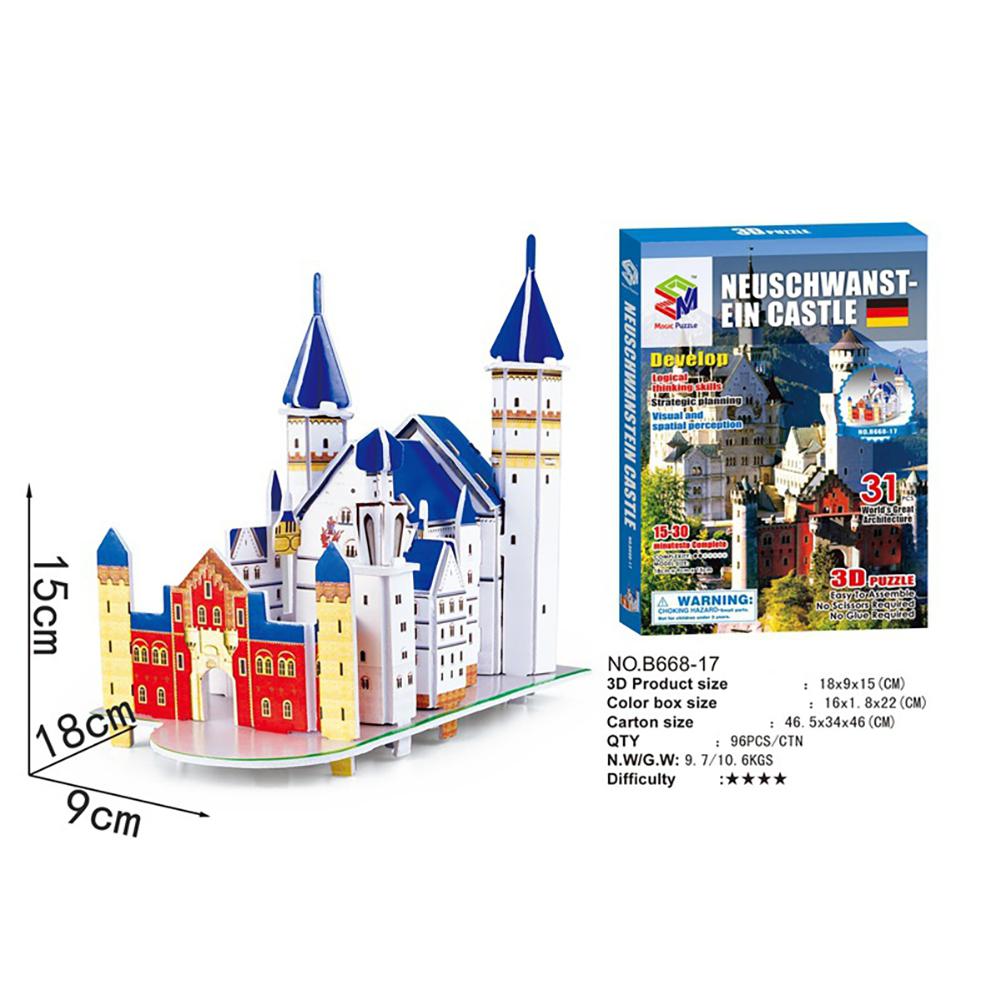 3D Puzzle Three-dimensional Word Famous Buildings Architecture Puzzle Educational Toy DIY Gift for Children and Adult