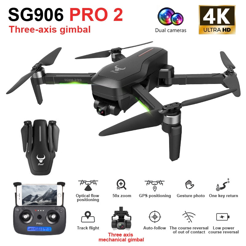 ZLRC SG906 Pro 2 RC Drone with 4K Camera GPS 5G WIFI 3-axis Gimbal Drone Quadcopter Professional 50X Zoom Brushless Drones Toys