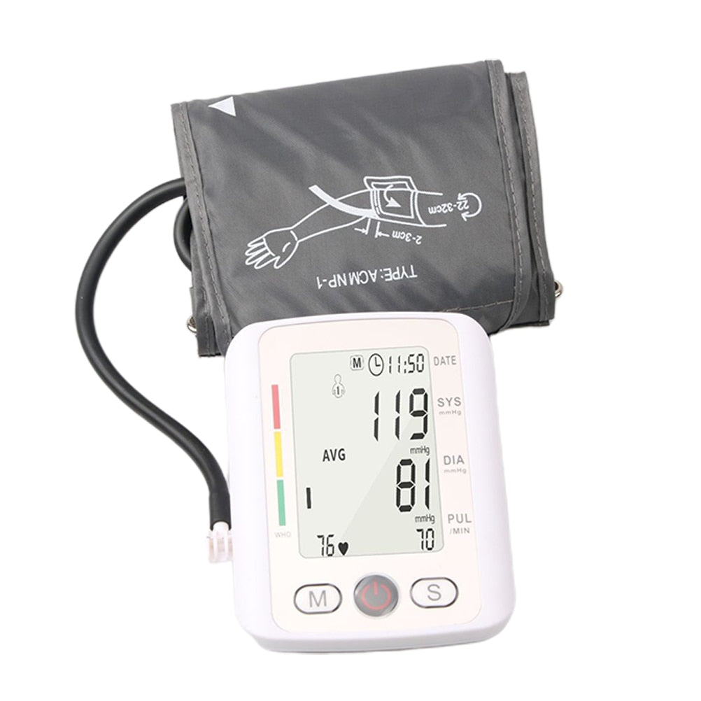 Blood Pressure Monitor Electronic Blood Pressure Meter Electronic Sphygmomanometer Arm Style Home Tonometer without Battery