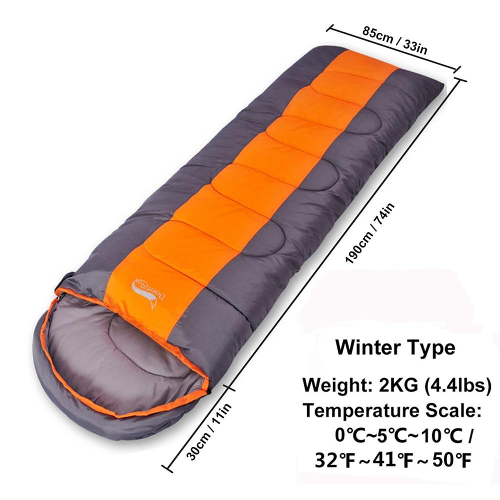 Desert&Fox Large Sleeping Bag for Adults 1pc Winter Type Envelope Warm Sleeping Bags Blanket for Camping Hiking Tourism 220x85cm