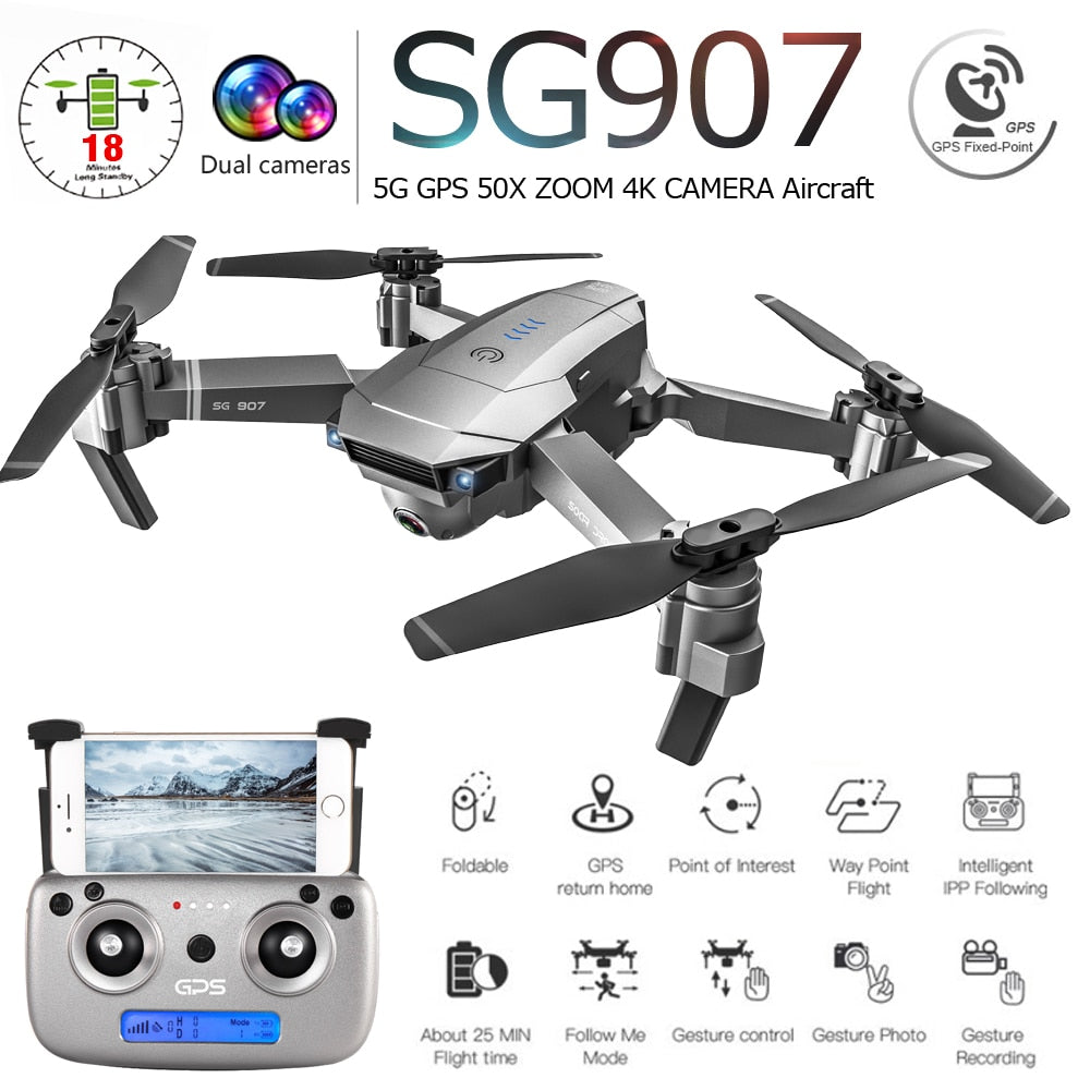 SG907 SG901 5G GPS Foldable Profissional Drone with Dual Camera 1080P 4K WiFi FPV Wide Angle RC Quadcopter Drone Camera