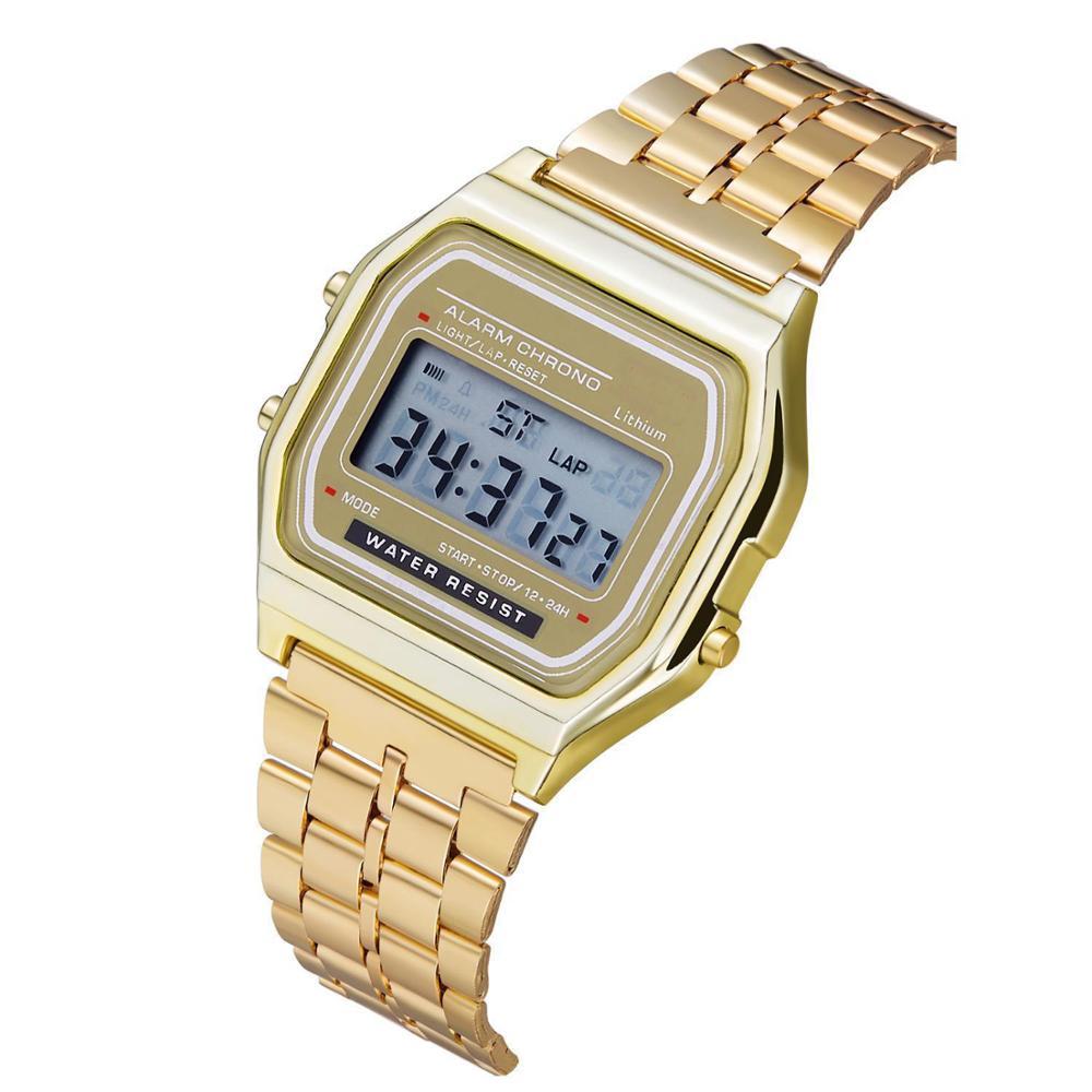 Luxury Rose Gold Women Digital Watch Ultra-thin Steel LED Electronic Wrist Watch Luminous Clock Ladies Watch montre femme