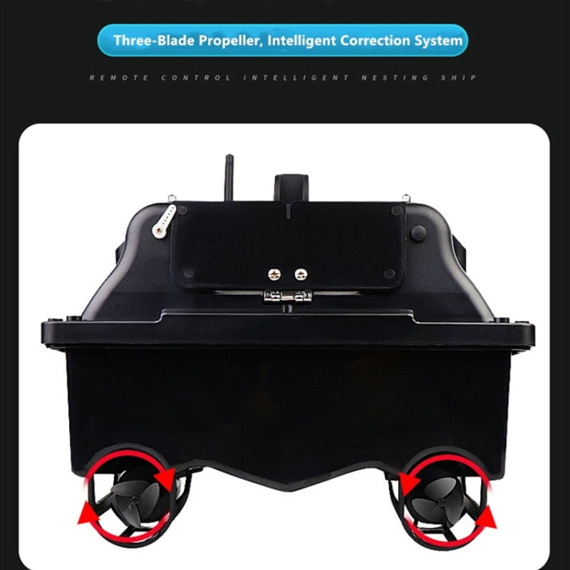 GPS Auto Return Intelligent Wireless Remote Control RC Bait Boat 500M 2KG Load High Speed Dual Light 3 Hopper Fishing Boat
