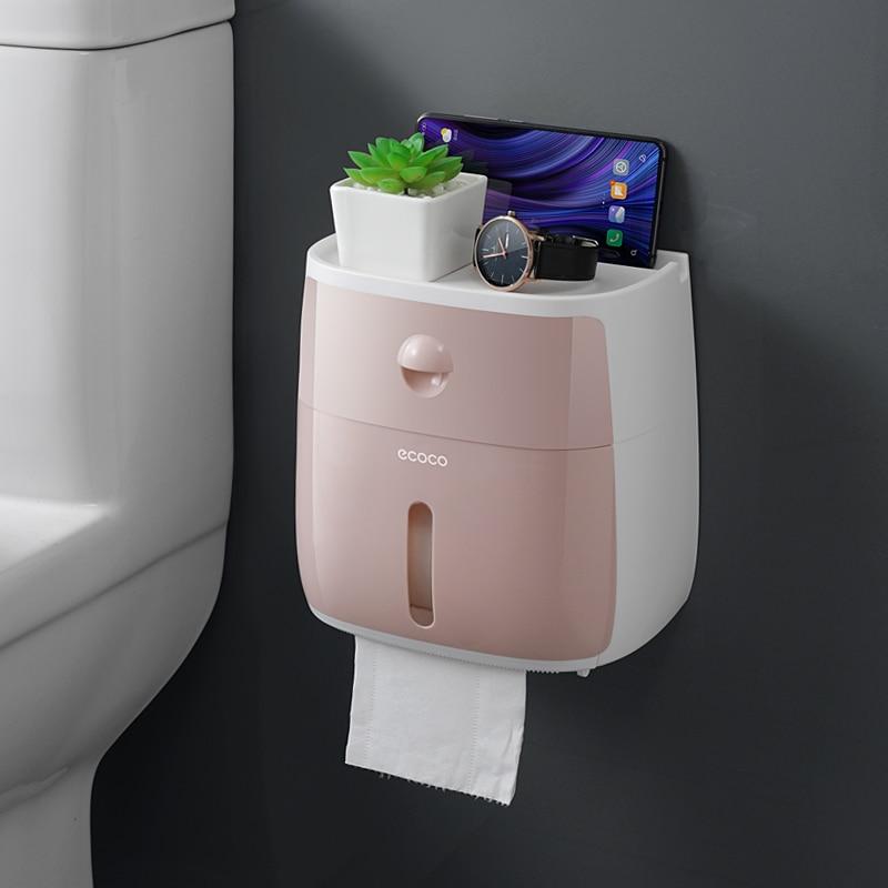 ecoco Portable Toilet Paper Holder Plastic Waterproof Paper Dispenser For Toilet Home Storage Box Bathroom Accessories