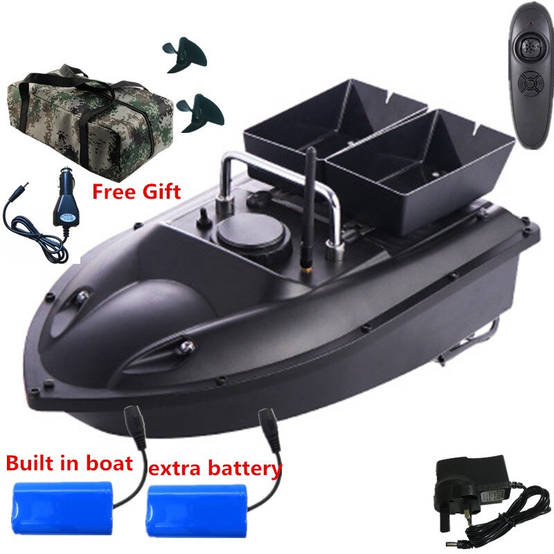 New High Quality Double hopper Double Motor Fixed speed Cruise Automatic Feed Fishing Bait Boat with waterproof bag car charger