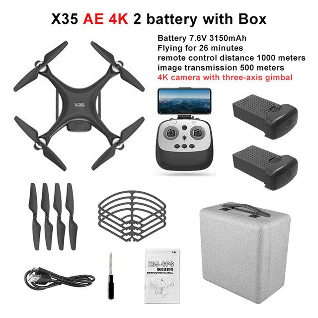 Wecute 2020 X35 Drone RC Quadcopter 4K Profissional GPS Drone With HD Camera Gimbal FPV 5G WIFI 1KM Flight distance VS SG906 pro