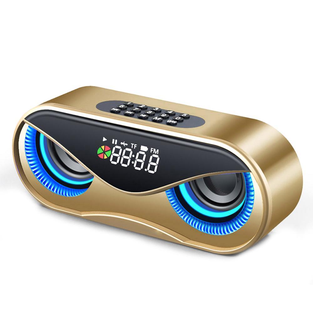 Bluetooth Speaker Cool Owl Design LED Flash Portable Wireless Loudspeaker TF Card FM Radio Alarm Clock TV Bass Smart Display M6