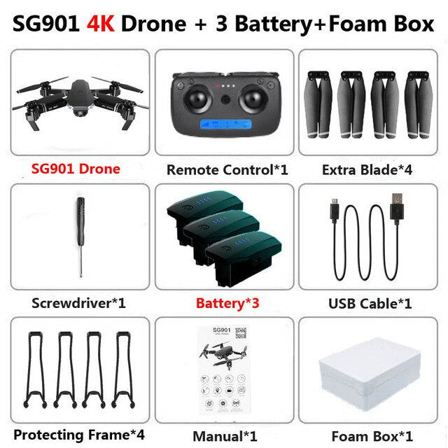 SG907 SG901 5G GPS Foldable Profissional Drone with Dual Camera 1080P 4K WiFi FPV Wide Angle RC Quadcopter Drone Camera