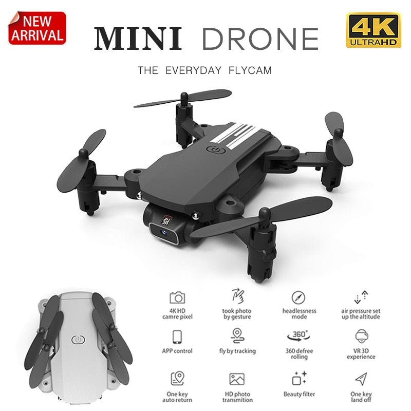 XKJ 2020 New Mini Drone 4K 1080P HD Camera WiFi Fpv Air Pressure Altitude Hold Black And Gray Foldable Quadcopter RC Dron Toy