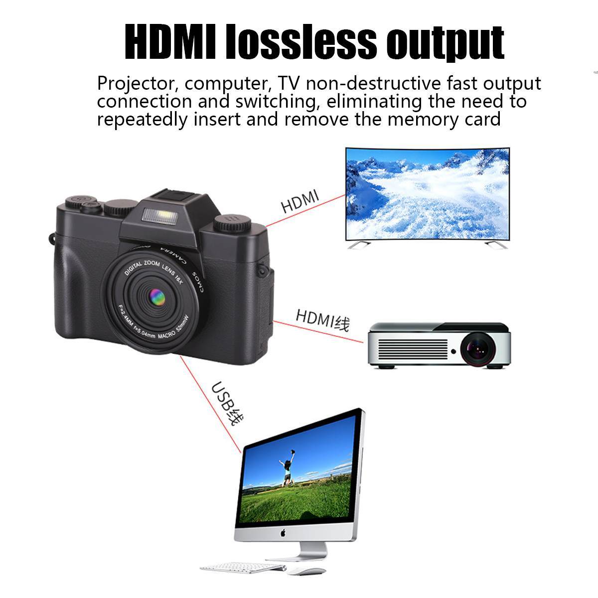 4K KOMERY Vlog Youtuber Camcorder 3000W 16X Super Definition Digital Night Vision Camera RC Outdoor Travel Wedding Home
