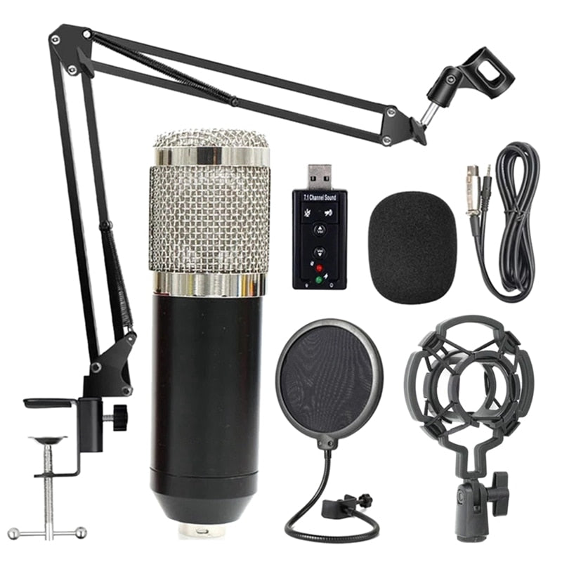 Bm800 Professional Suspension Microphone Kit Studio Live Stream Broadcasting Recording Condenser Microphone Set for podcast