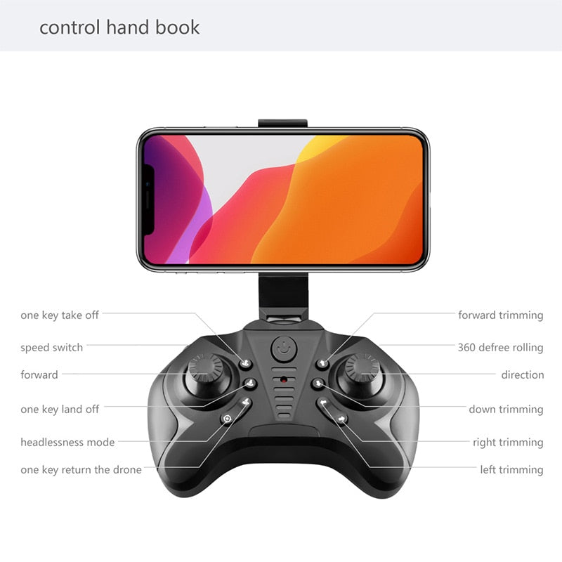 XKJ 2020 New Mini Drone 4K 1080P HD Camera WiFi Fpv Air Pressure Altitude Hold Black And Gray Foldable Quadcopter RC Dron Toy