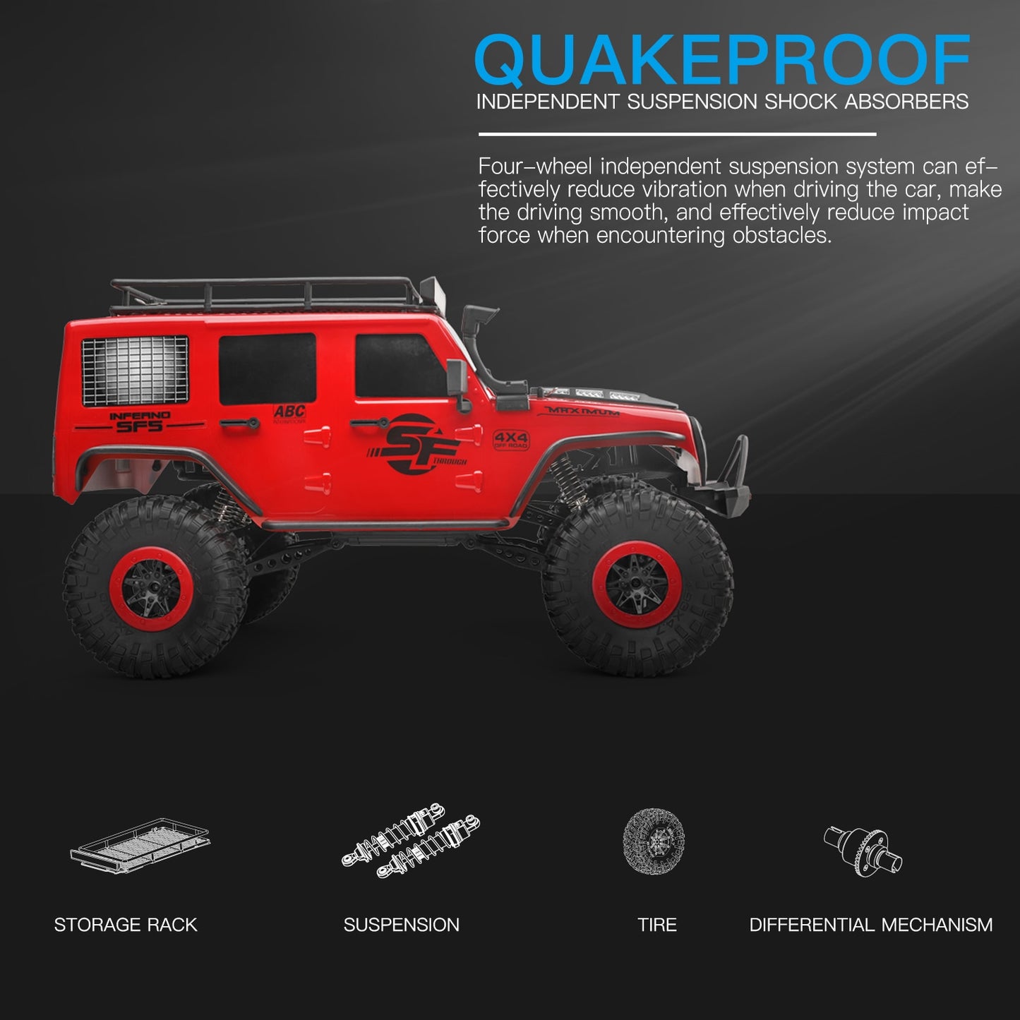 WLtoys 104311 RC Car 2.4G 1/10 4WD Big Funny Car SUV Brushed Motor Remote Control Off-road Crawler Car