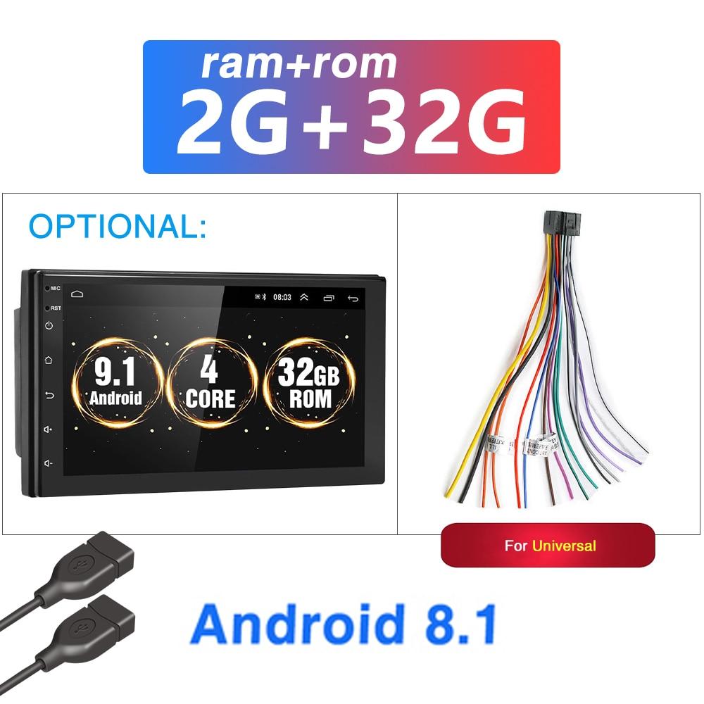 Podofo Android 9.1 2 Din Car radio Multimedia GPS Player 2DIN 2.5D Universal For Volkswagen Nissan Hyundai Kia toyota LADA Ford