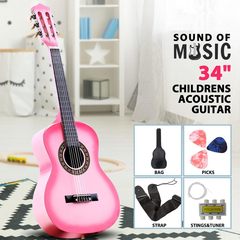 34inch Kids Classical Acoustic Starter Kit Guitar 1/2 Size with 6 Strings Gig bag Tuner Picks Strap for Beginners ( Blue)