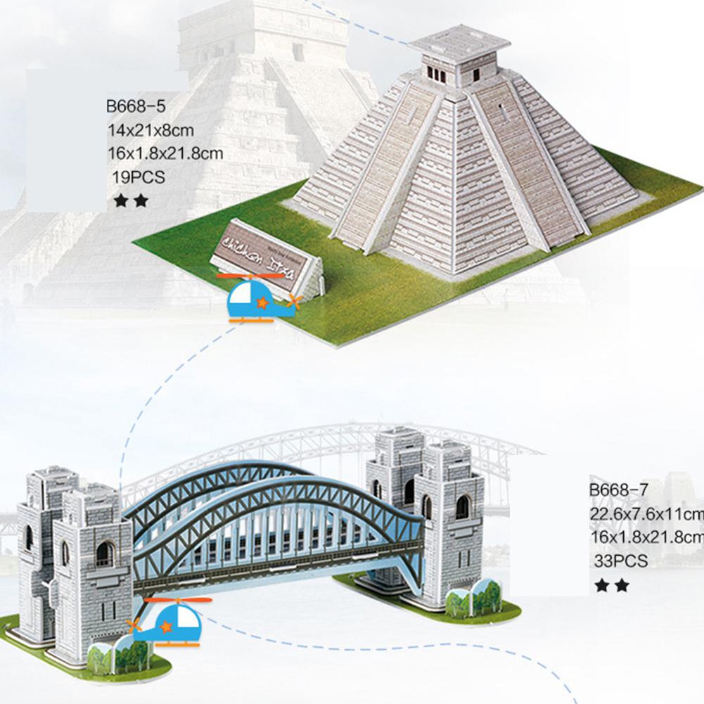 3D Puzzle Three-dimensional Word Famous Buildings Architecture Puzzle Educational Toy DIY Gift for Children and Adult