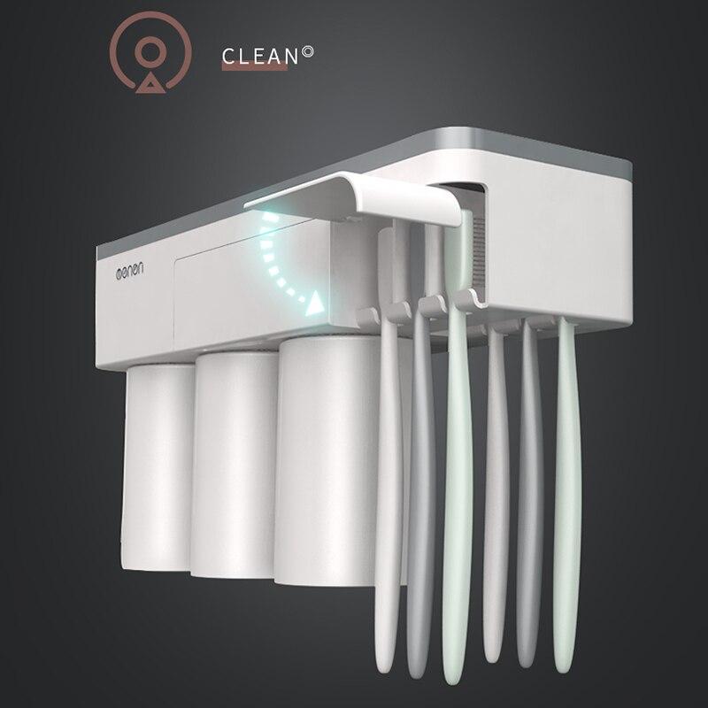 Toothbrush Holder Bathroom Accessories Toothpaste Squeezer Dispenser Storage Shelf Set For Bathroom Magnetic Adsorption With Cup