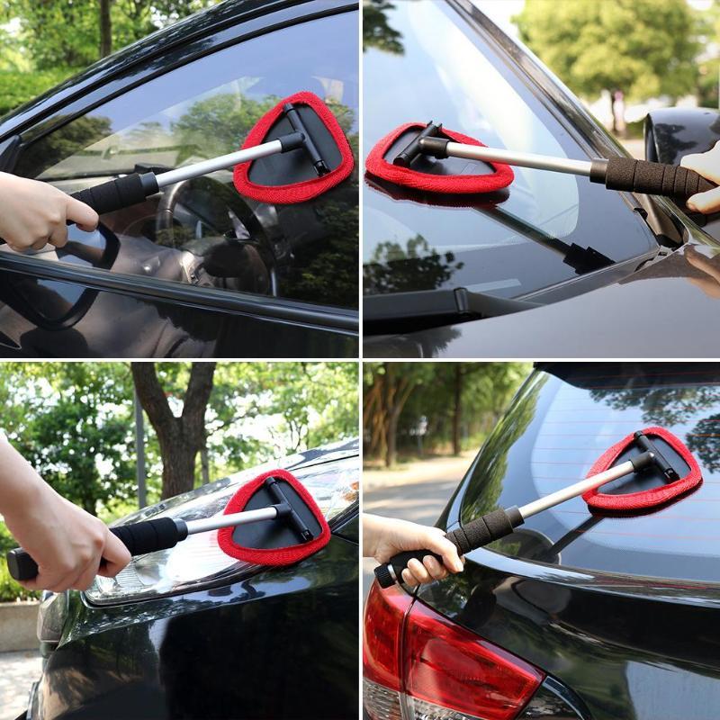 Car Windshield Cleaner Brush Wiper Telescopic Handle Auto Window Glass Washer Soft Towel Brush Anti Skid Car Care Cleaning Tools