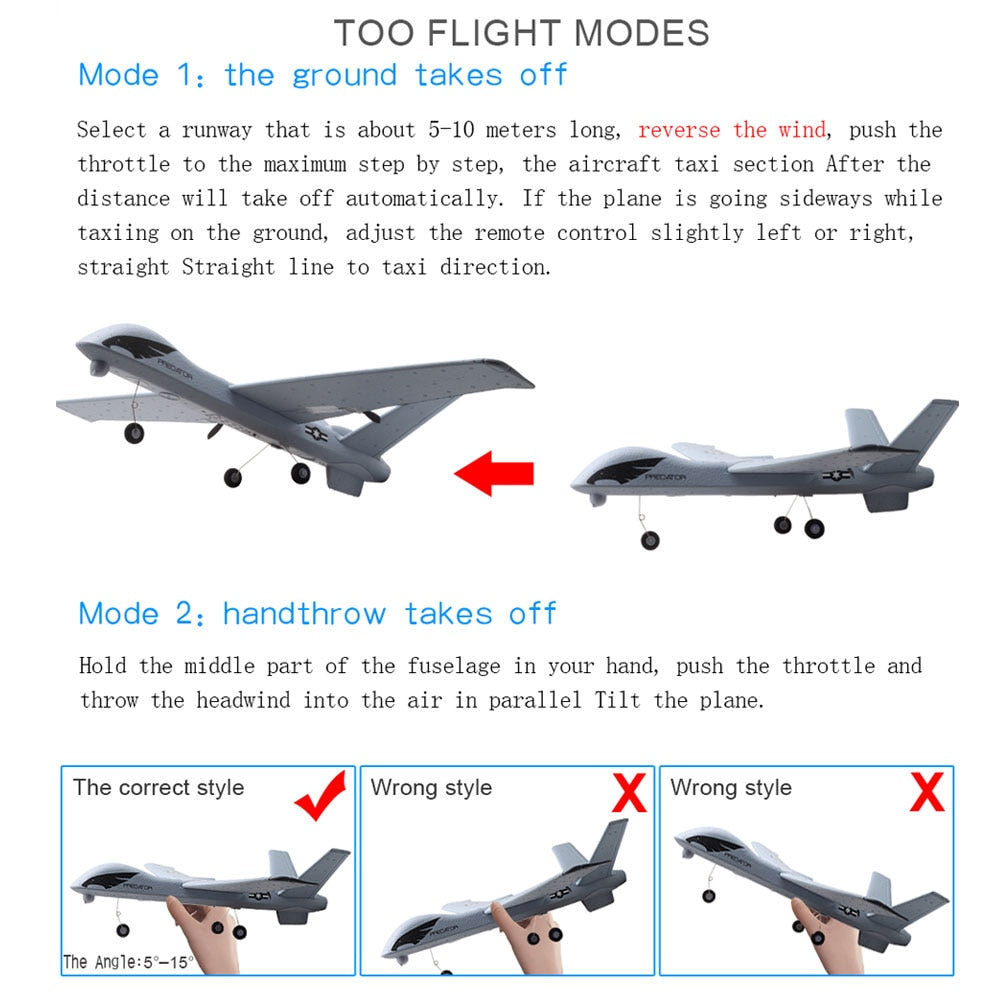 RC Airplane Plane Z51 with 2MP HD Camera or No Camera 20 Minutes Fligt Time Gliders With LED Hand Throwing Wingspan Foam Plane