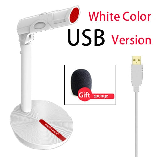 Karaoke Microphone Vocal Record Singing Studio PC USB 3.5mm for Computer Vol Adjust Switch Rotatable Flexible Professional Mic