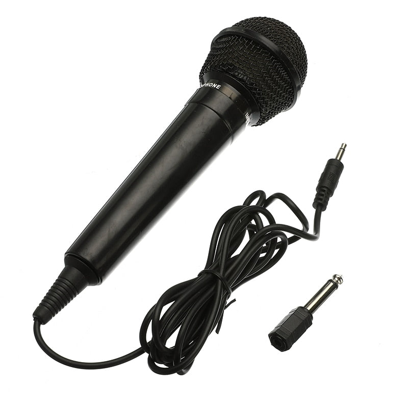 Universal 3.5mm Wired Microphone Protable Public Transmitter KTV Karaoke Recording Black Silver