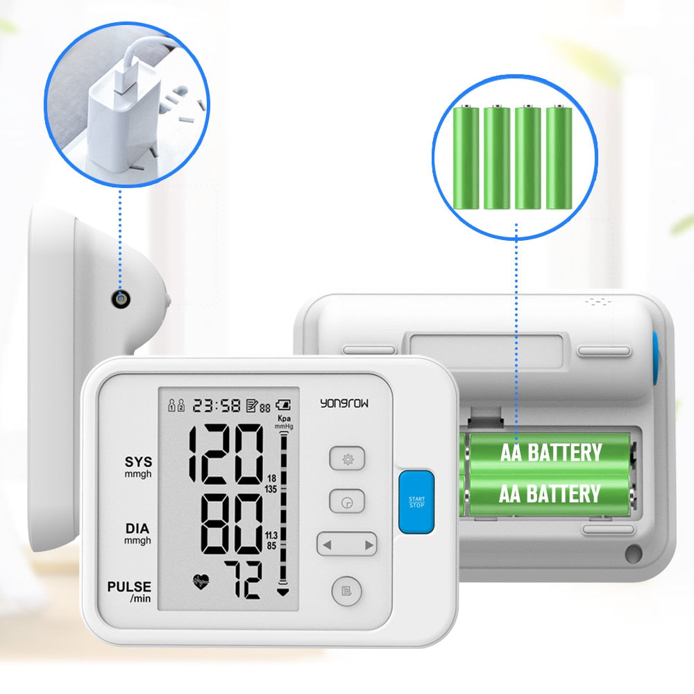 yongrow Portable Digital Upper Arm Blood Pressure Monitor measurement tool Portable LCD digital 1 Pcs Tonometer sphygmomanometer