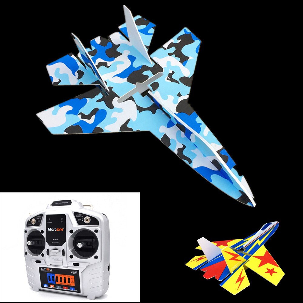 Flight Fixed Wing Model Su27 RC Airplane With Microzone MC6C Transmitter with Receiver and Structure Parts For DIY RC Aircraft