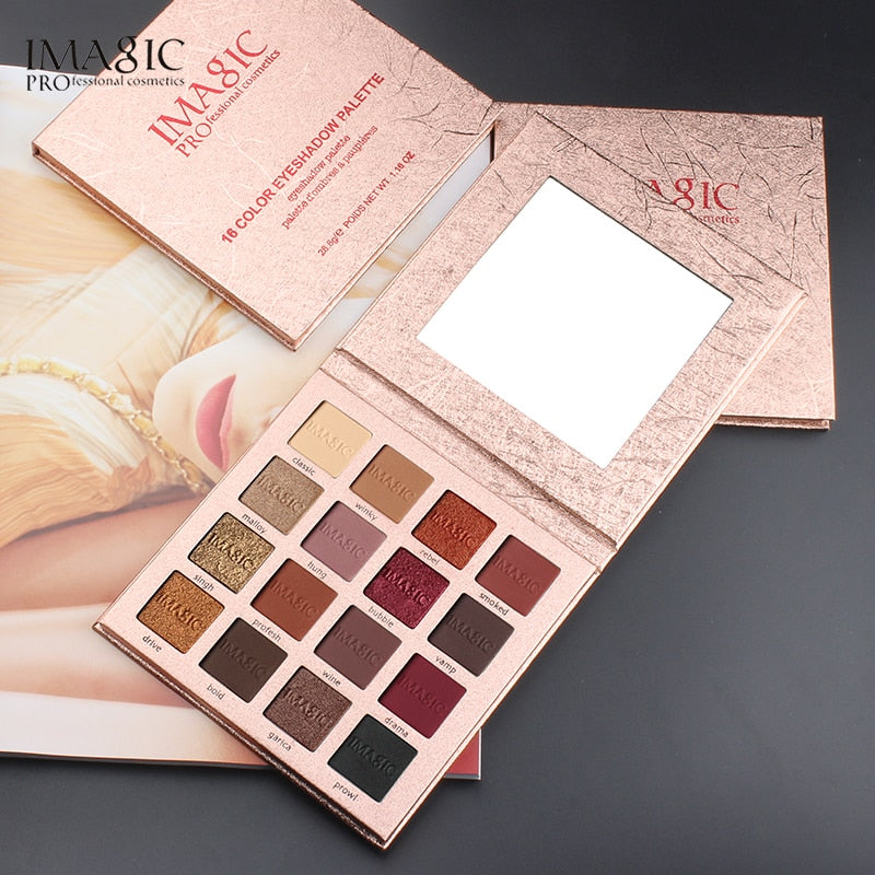 IMAGIC New Arrival Charming Eyeshadow 16 Color Palette Make up Palette Matte Shimmer Pigmented Eye Shadow Powder