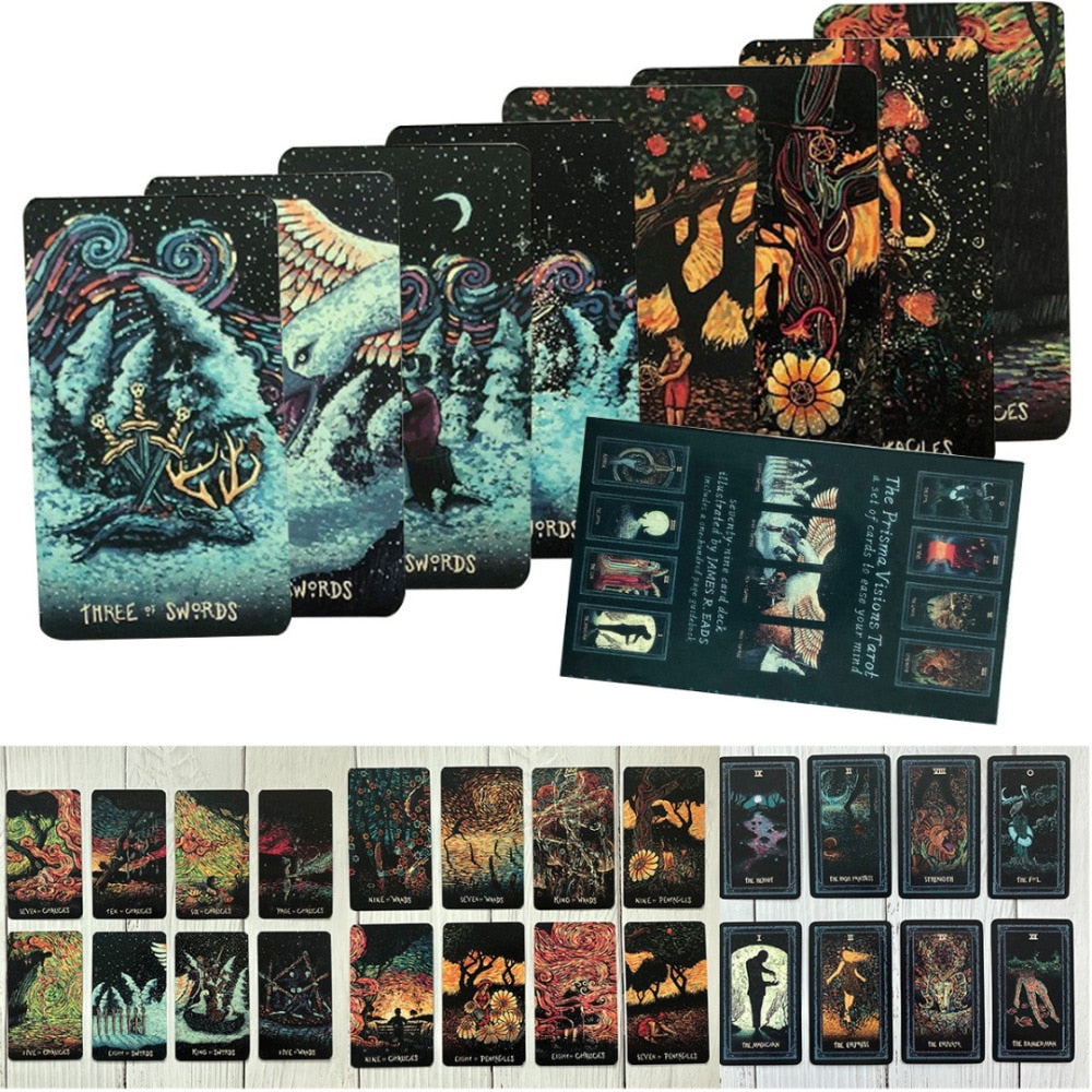 2019 New English Deck Tarot Cards Game Silver Plating Prisma Visions Tarot Board Game For Party Cards Game