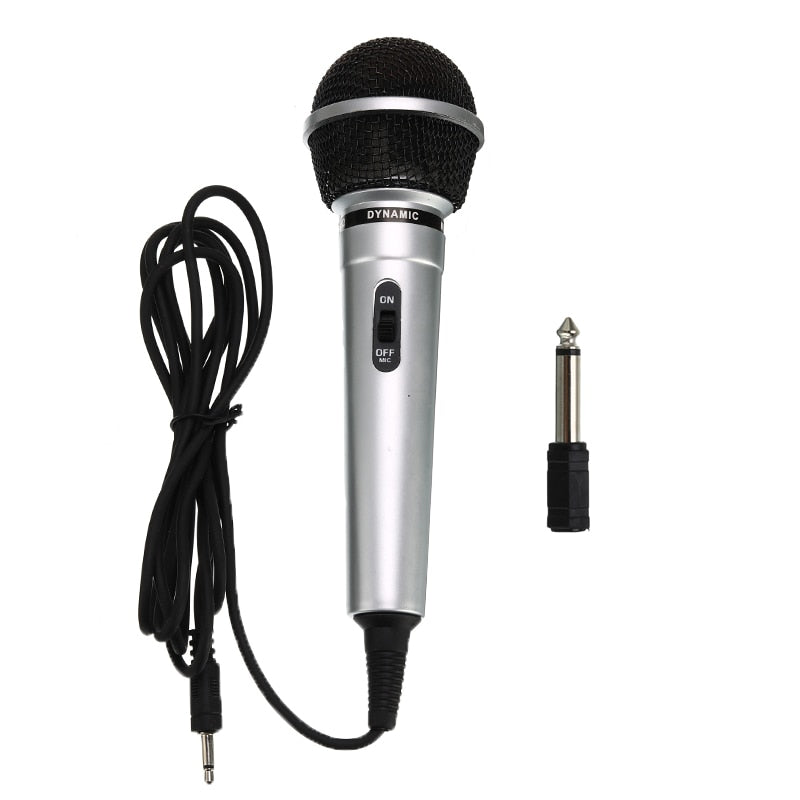Universal 3.5mm Wired Microphone Protable Public Transmitter KTV Karaoke Recording Black Silver