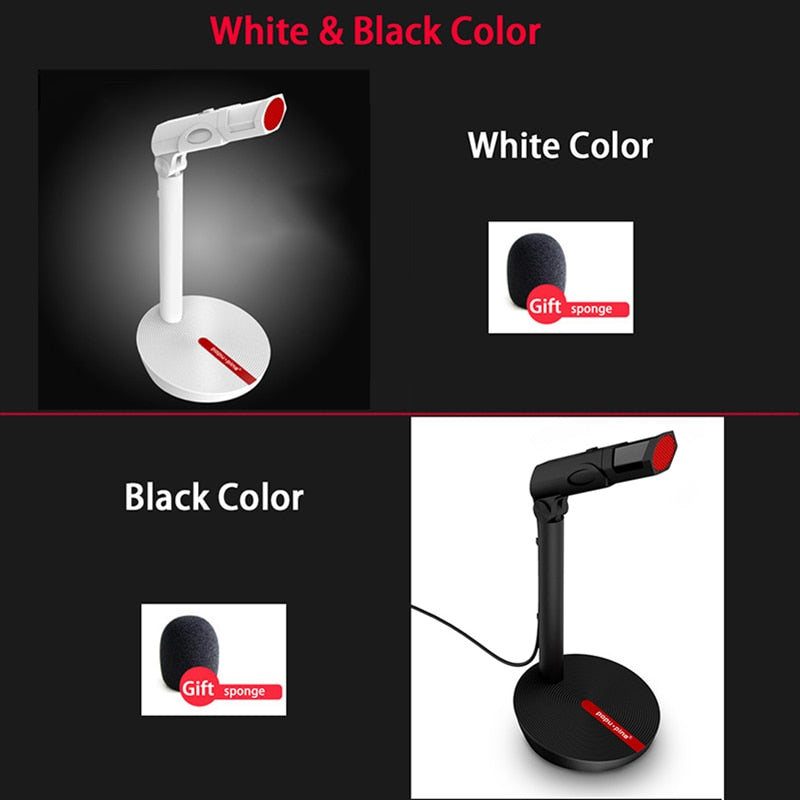 Karaoke Microphone Vocal Record Singing Studio PC USB 3.5mm for Computer Vol Adjust Switch Rotatable Flexible Professional Mic