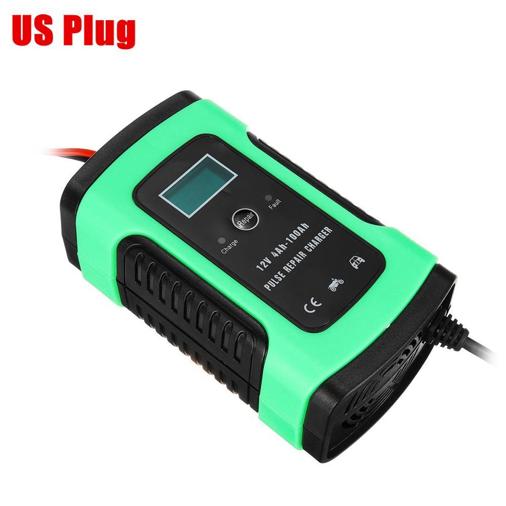 12V 5A Auto Car Intelligent Battery Charger Jump Starter LCD Intelligent 100-240V 100AH Pulse Repair Type