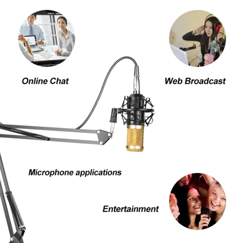 Bm800 Professional Suspension Microphone Kit Studio Live Stream Broadcasting Recording Condenser Microphone Set for podcast