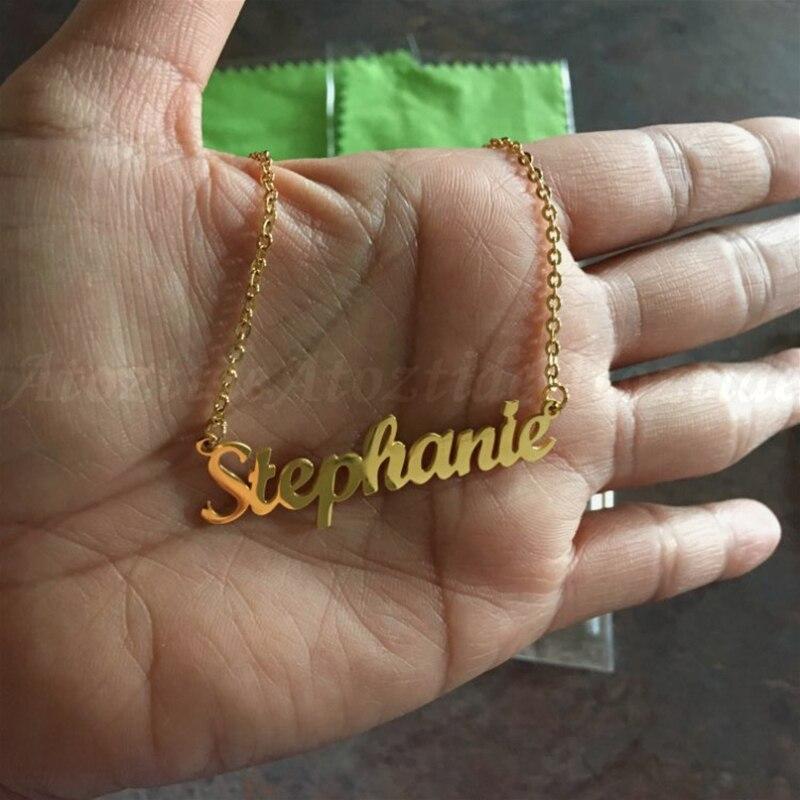 Atoztide Customized Fashion Stainless Steel Name Necklace Personalized Letter Gold Choker Necklace Pendant Nameplate Gift