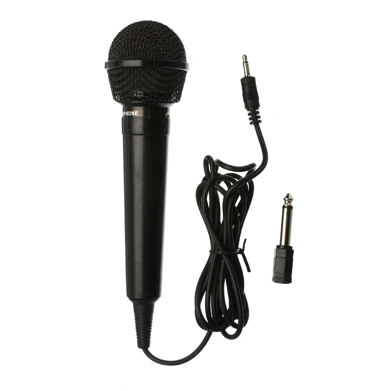 Universal 3.5mm Wired Microphone Protable Public Transmitter KTV Karaoke Recording Black Silver