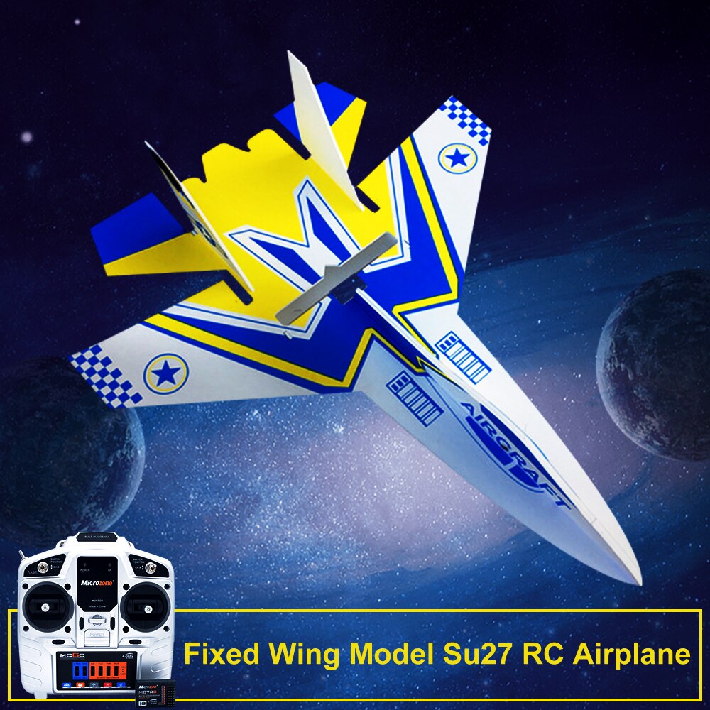 Flight Fixed Wing Model Su27 RC Airplane With Microzone MC6C Transmitter with Receiver and Structure Parts For DIY RC Aircraft